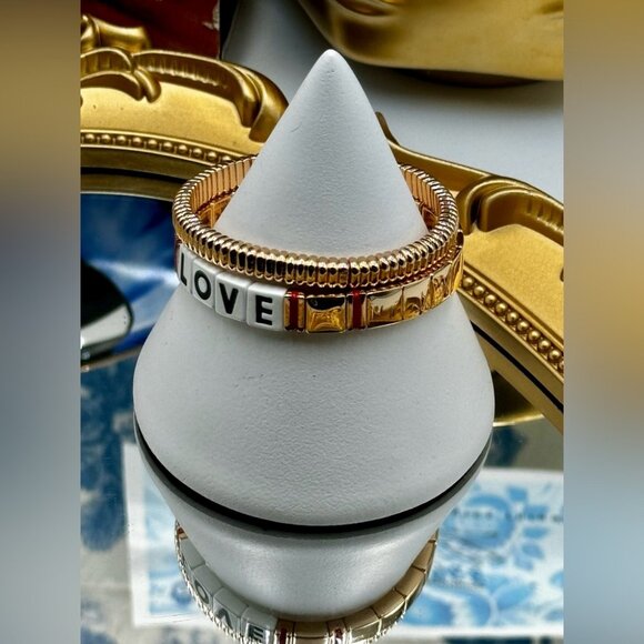 🆕 ROXANNE ASSOULIN 🧿 NWOT Golden LOVE Bracelet Set - Set of 2 - Picture 16 of 16